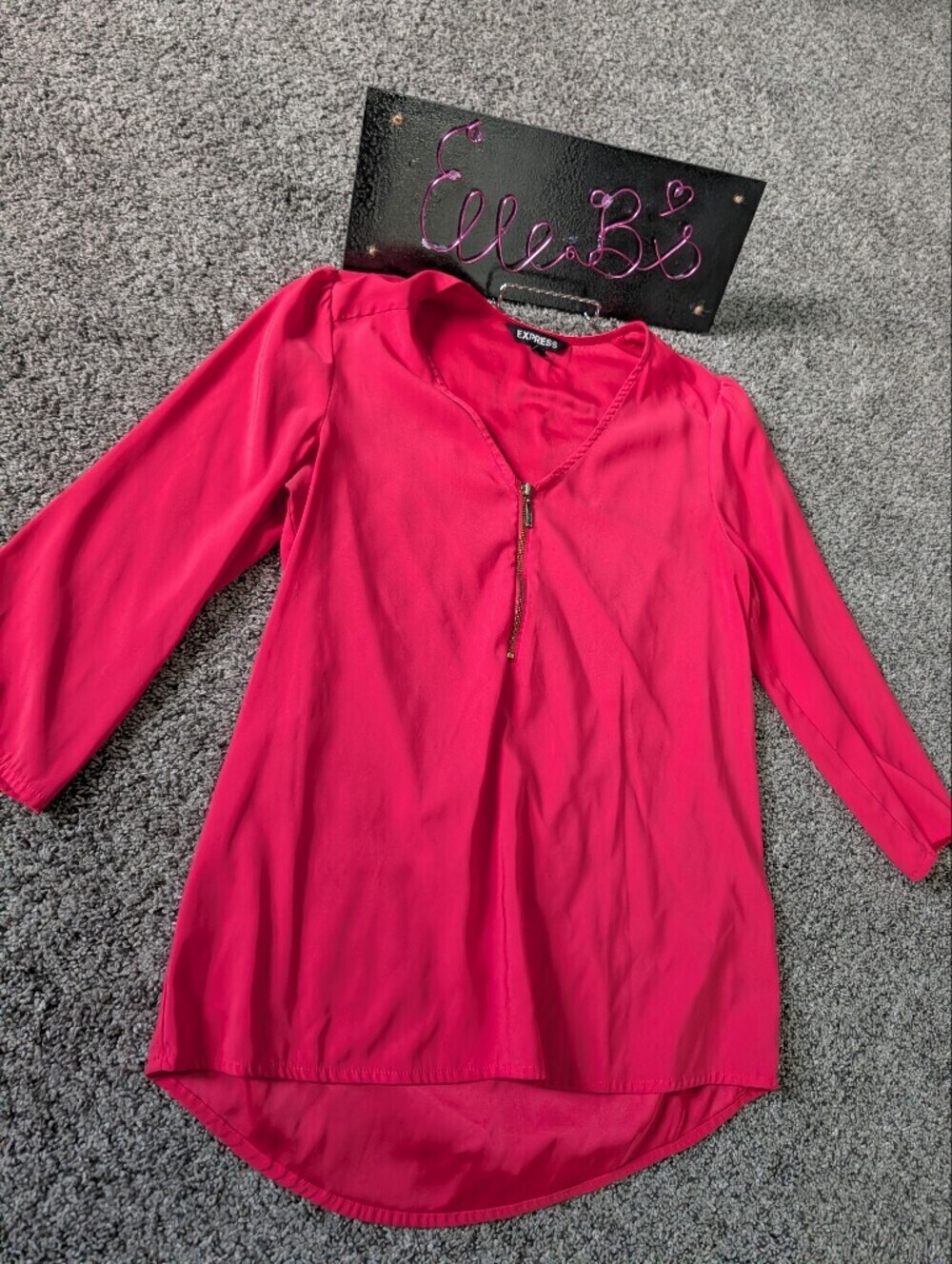 Used Condition Express Orange Coral Pink Zip-Front Blouse Xs